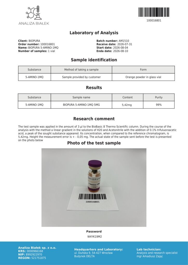 5-Amino-1MQ 5mg COA Summary