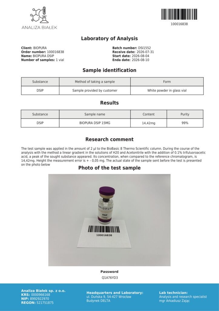 DSIP 15mg COA Summary
