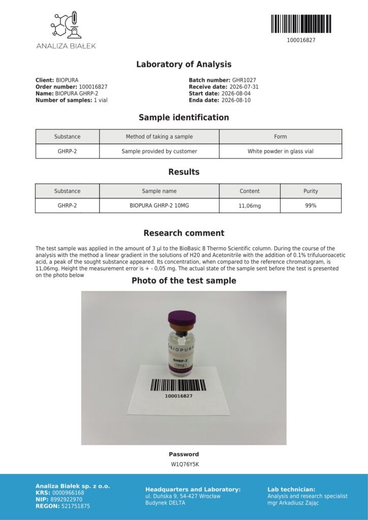 GHRP-2 10mg COA Summary