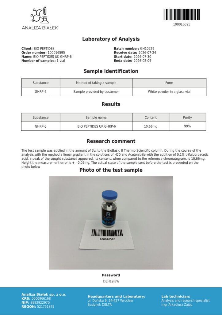 GHRP-6 10mg COA Summary