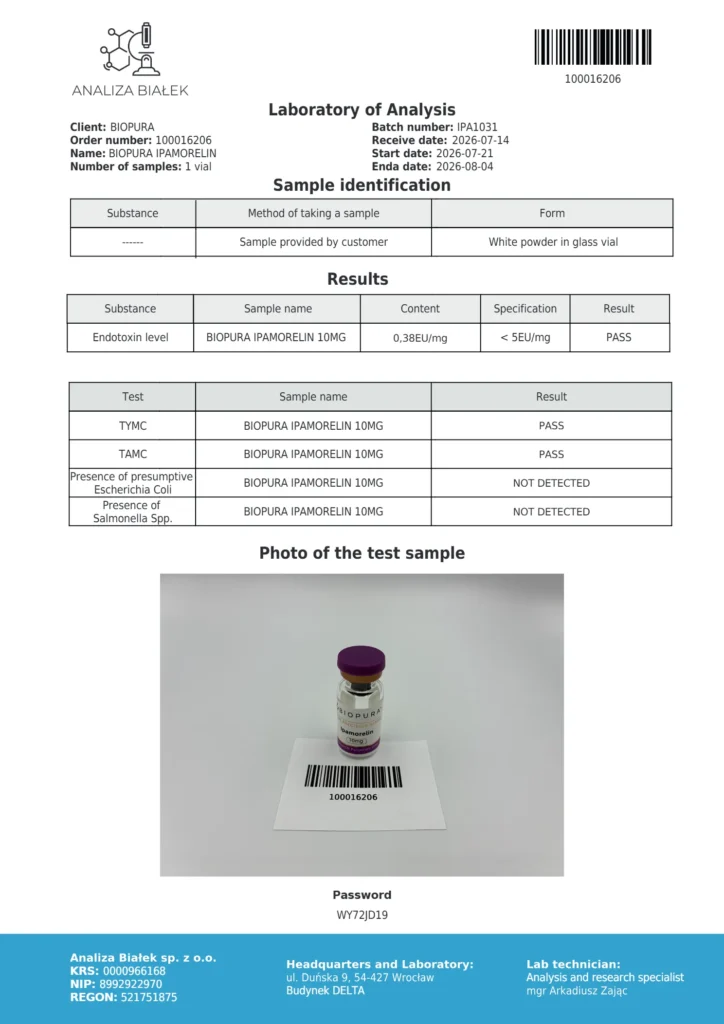 Ipamorelin 10mg Endotoxin Report