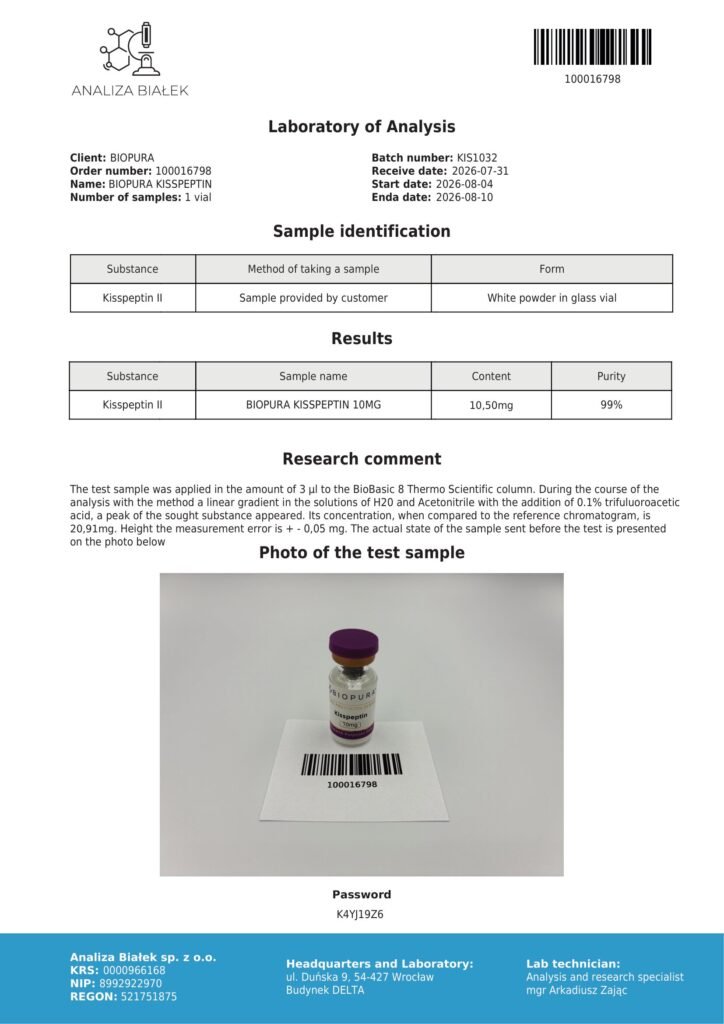 Kisspeptin 10mg COA Summary
