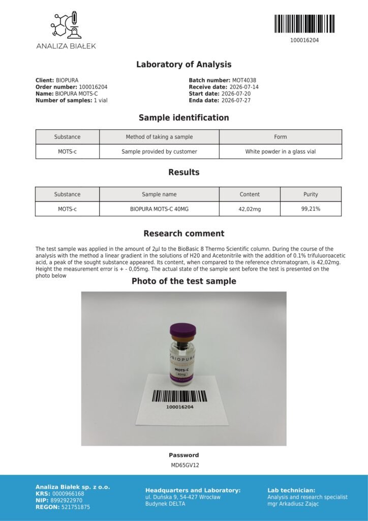 MOTS-C 40mg COA Summary