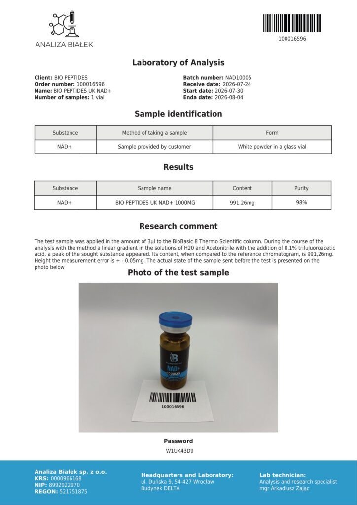 NAD+ 1000mg COA Summary