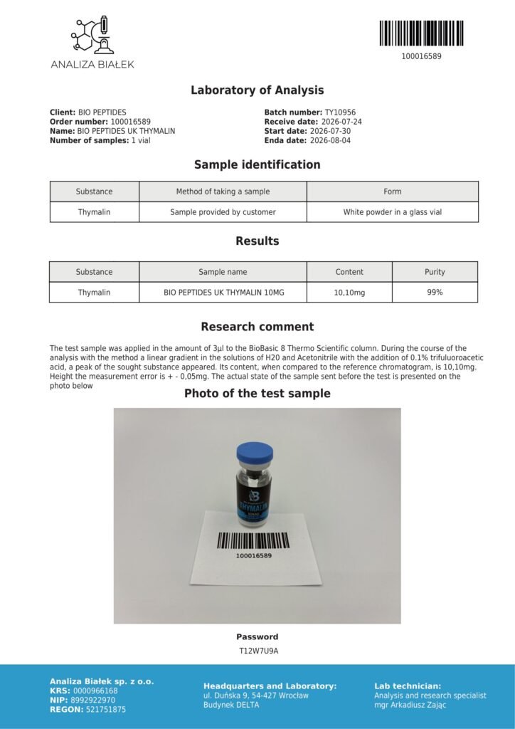 Thymalin 10mg COA Summary
