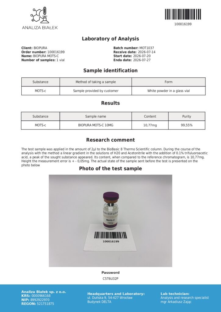 MOTS-C 10mg COA Summary