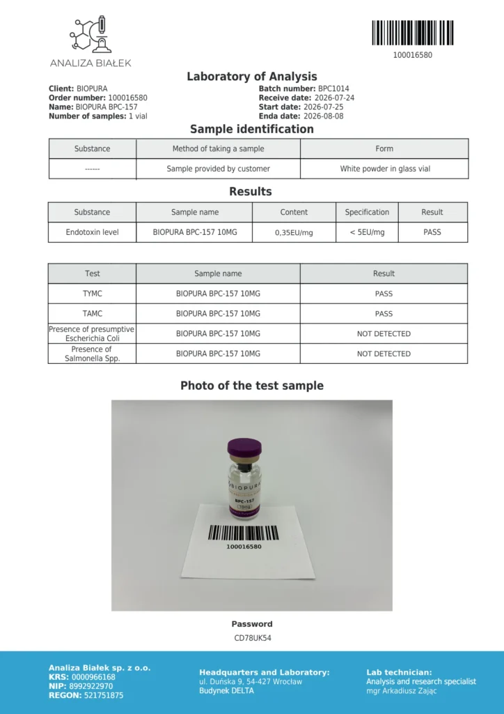 BPC-157 10mg Endotoxin Report
