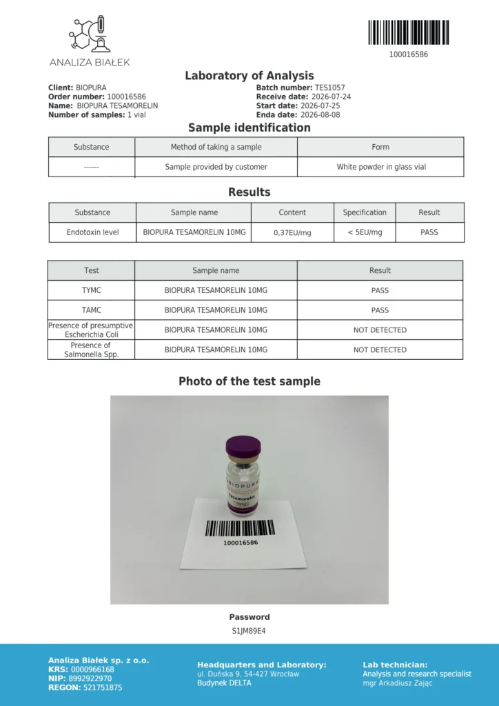 Tesa 10mg Endotoxin Report