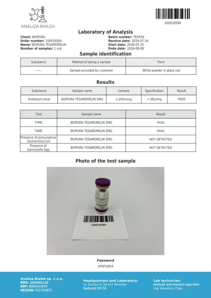 Tesa 5mg Endotoxin Report