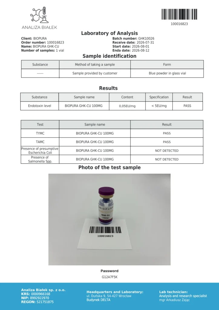 GHK-Cu 100mg Endotoxin Report