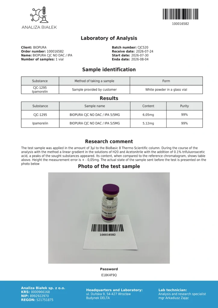 CJC No DAC + Ipa 5mg/5mg COA Summary
