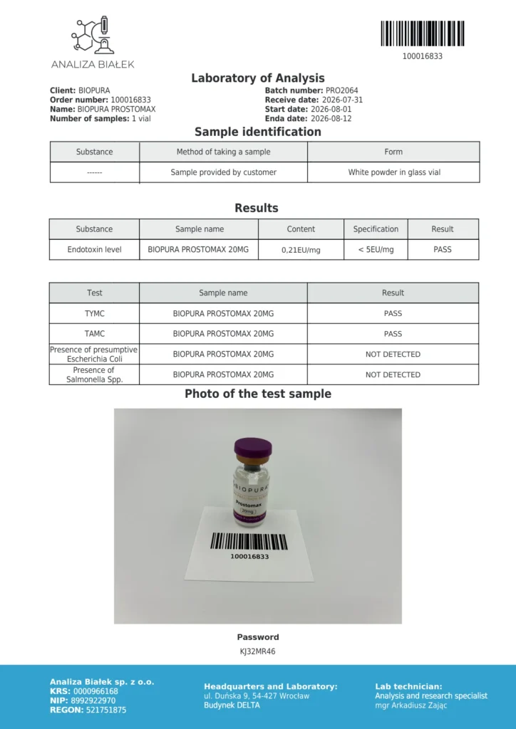 Prostomax 20mg Endotoxin Report