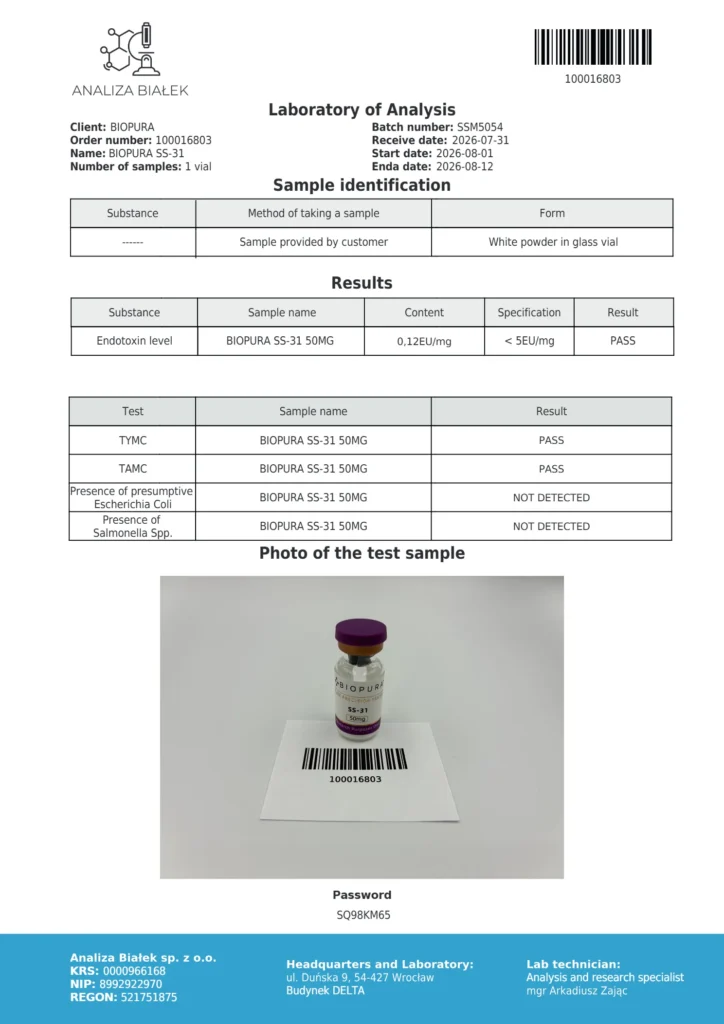 SS-31 50mg Endotoxin Report